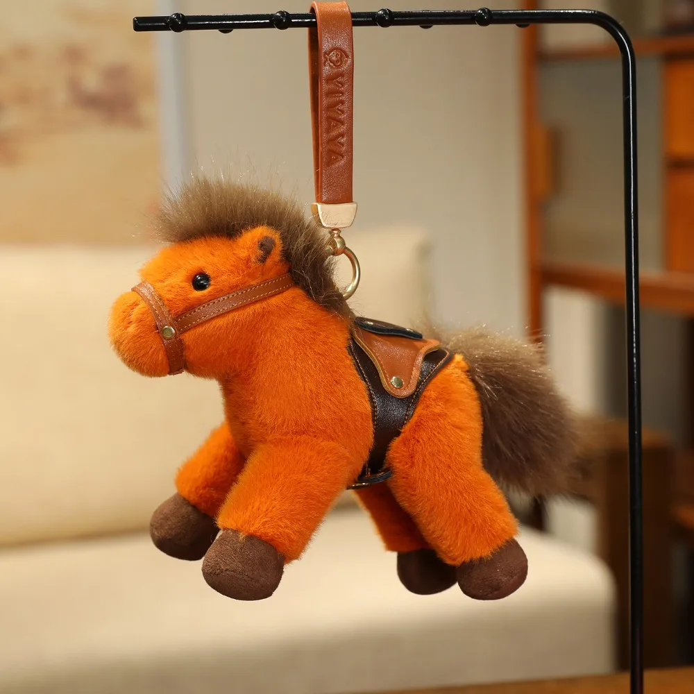 

Cute Design Cartoon Horse Stuffed Keychain Stuffed Keyring Pony Pendant Soft Cute Simulation Horse Keychain Room Decoration