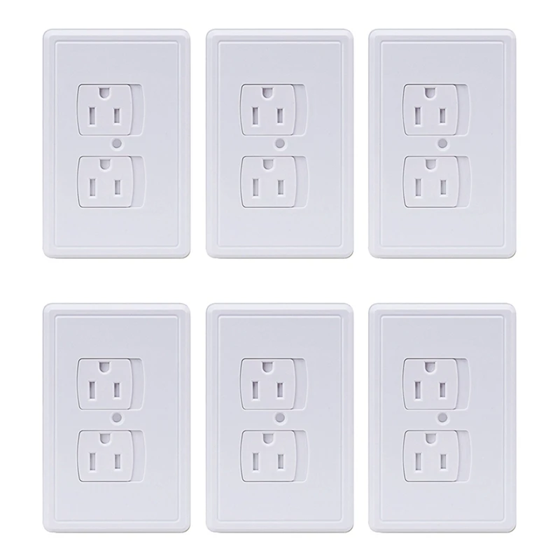 FUFU 6-Pack Safety Self-Closing Outlet Covers, Wall Socket Plate Automatic Sliding Cap Cover For Child Proofing Outlets