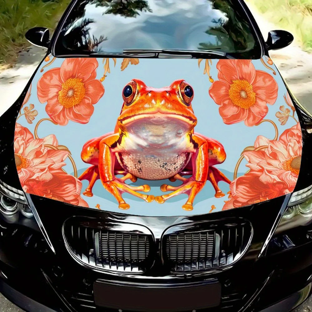 

Curious Frog Print car hood stickers, waterproof self-adhesive, scratch resistant, easy to stick, durable car PVC stickers, car