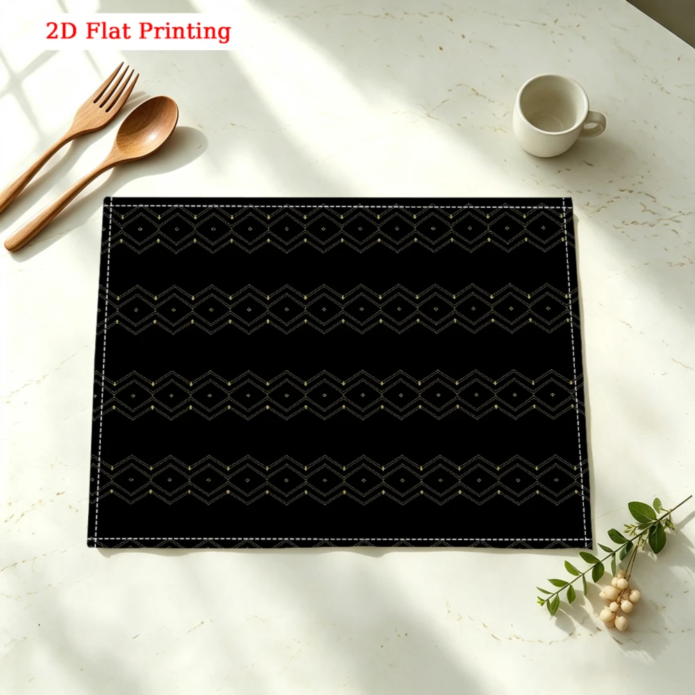 Geometric Diamond Pattern Kitchen Placemat Geometric Diamond Pattern Linen Pad Dish Coffee Cup Table Mat 1PC 30x40cm