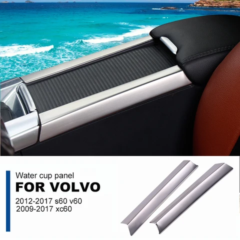 Для Volvo XC60 S60 V60: Декоративные аксессуары из нержавеющей стали для подстаканников и подлокотников, стайлинг для автомобиля
