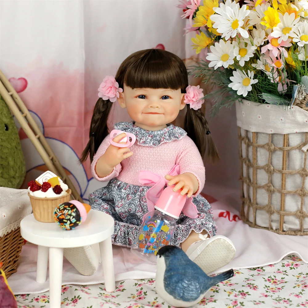 Muñecas Reborn de 55CM para niños pequeños, juguetes suaves de cara dulce para niñas, bebés de silicona para regalos de cumpleaños y Navidad, muñeca de alta calidad