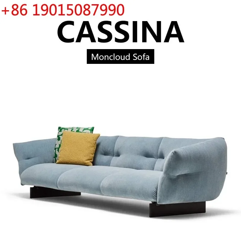 Sofá de tela de diseño minimalista para sala de estar, B&B, tres plazas, color crema, estilo chenille