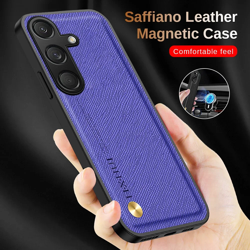 Leather Texture Back Cover For Samsung Galaxy M15 TPU Frame Camera Shockpoof Protect Fundas Phone Case Samsun M15 M 15 15M 5G