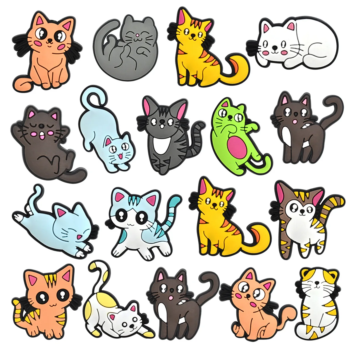 Hot Sale New Arrivals 1 Pcs Cute Cat PVC Shoe Charms for Crocs Pin DIY Shoe Bracelet Wristband for Boys Men Party Favor Gifts