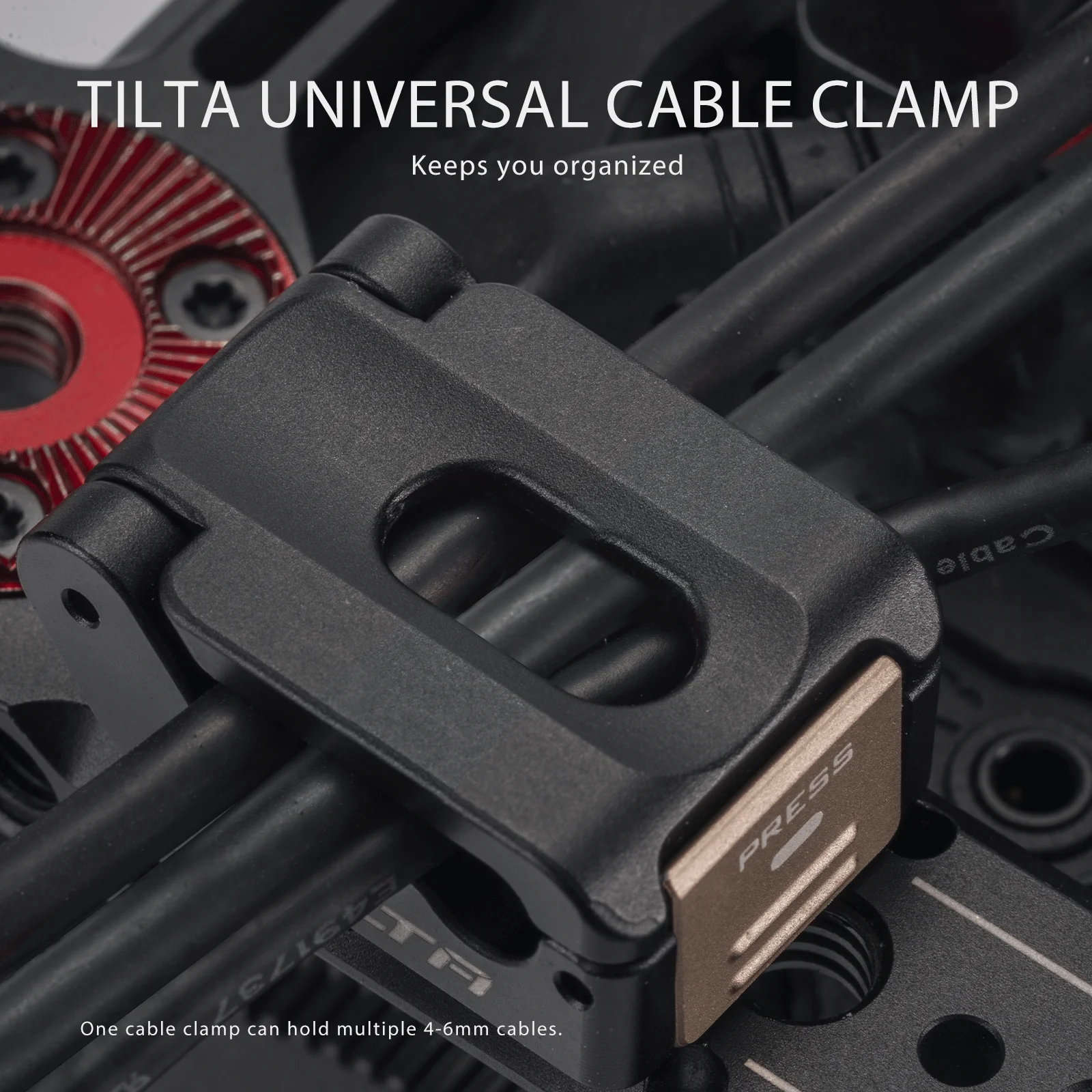 TILTA-Mini Universal Cable Clamp, Adaptar via 1/4 "-20 Parafuso, Compatível com a maioria das gaiolas, TA-UCC-P-B, TA-UCC-P-B, Mercado, Mercado