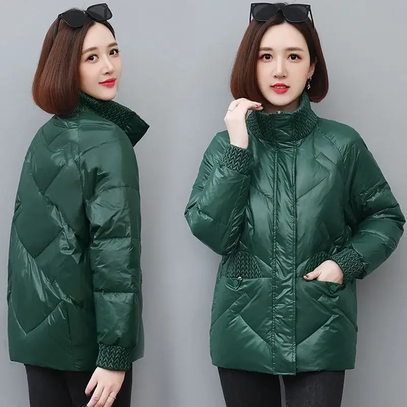 

Autumn and Winter Fashion Women's Down Jacket Commuter Windproof Splicing Stand Up Collar Jacket