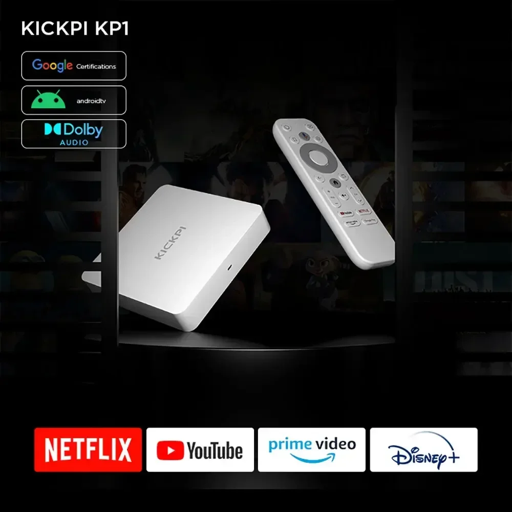 Original KICKPI KP1 Google Netflix TV Box Android 11 Amlogic S905Y4  2GB 32GB Media Player 4K AV1 2.4G&5G Wifi BT5.0 Set Top Box