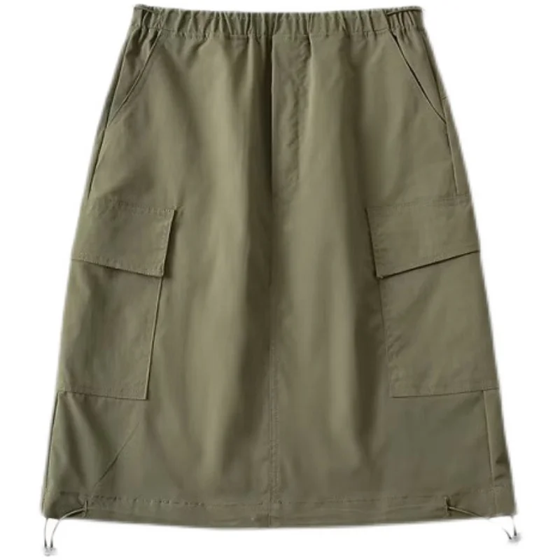 Américain rétro vêtements de travail taille haute a-ligne jupe femmes été polyvalent minceur décontracté en plein air ket jupe