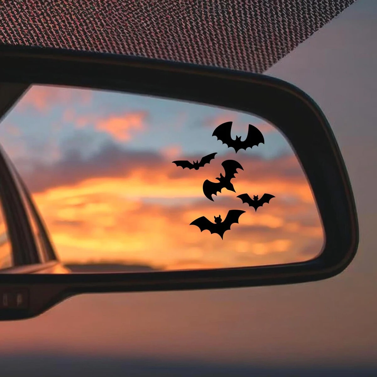 Mini Bat Halloween Stickers for Cars Detachable Rearview Mirror & Windshield Decals Small Hidden Spooky Bat Designs