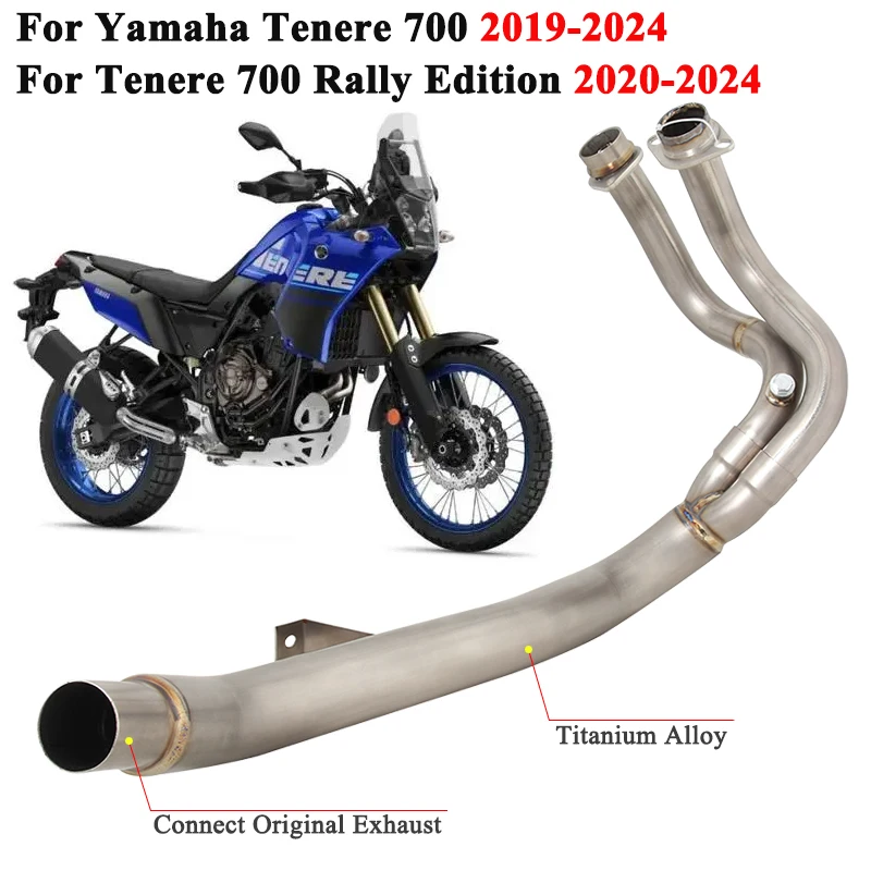 Motorcycle Exhaust System Titanium Alloy Slip On For Yamaha Tenere 700 Rally Edition Tenere700 2019 -2024 Front Link Pipe Escape