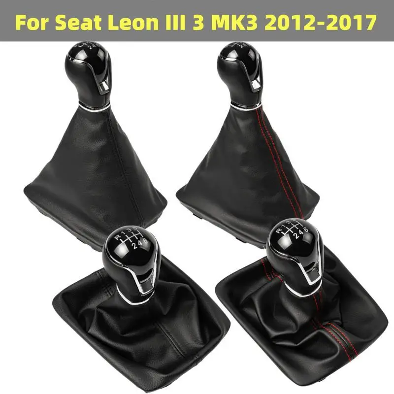 For Seat Leon III 3 MK3 2012-2020 Gear Shift Knob Gaiter Boot Cover Case Lever Pen Car Styling Accessories Replacement Part