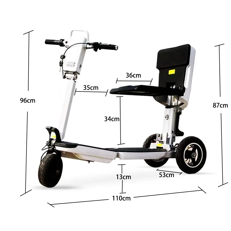 350W 48V Folding Electric Double Disc Brake Tricycle for Disability 3 Wheel Mobility Scooters for Seniors Lightweight