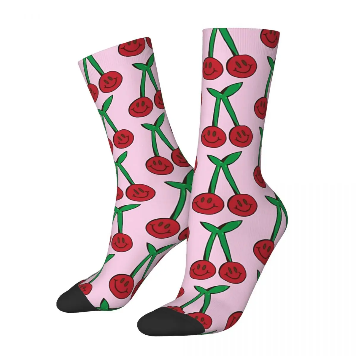 Hip Hop Retro Happy Cherries Crazy Men's Socks Unisex Doodle Art Harajuku Seamless Printed Novelty Crew Sock Boys Gift