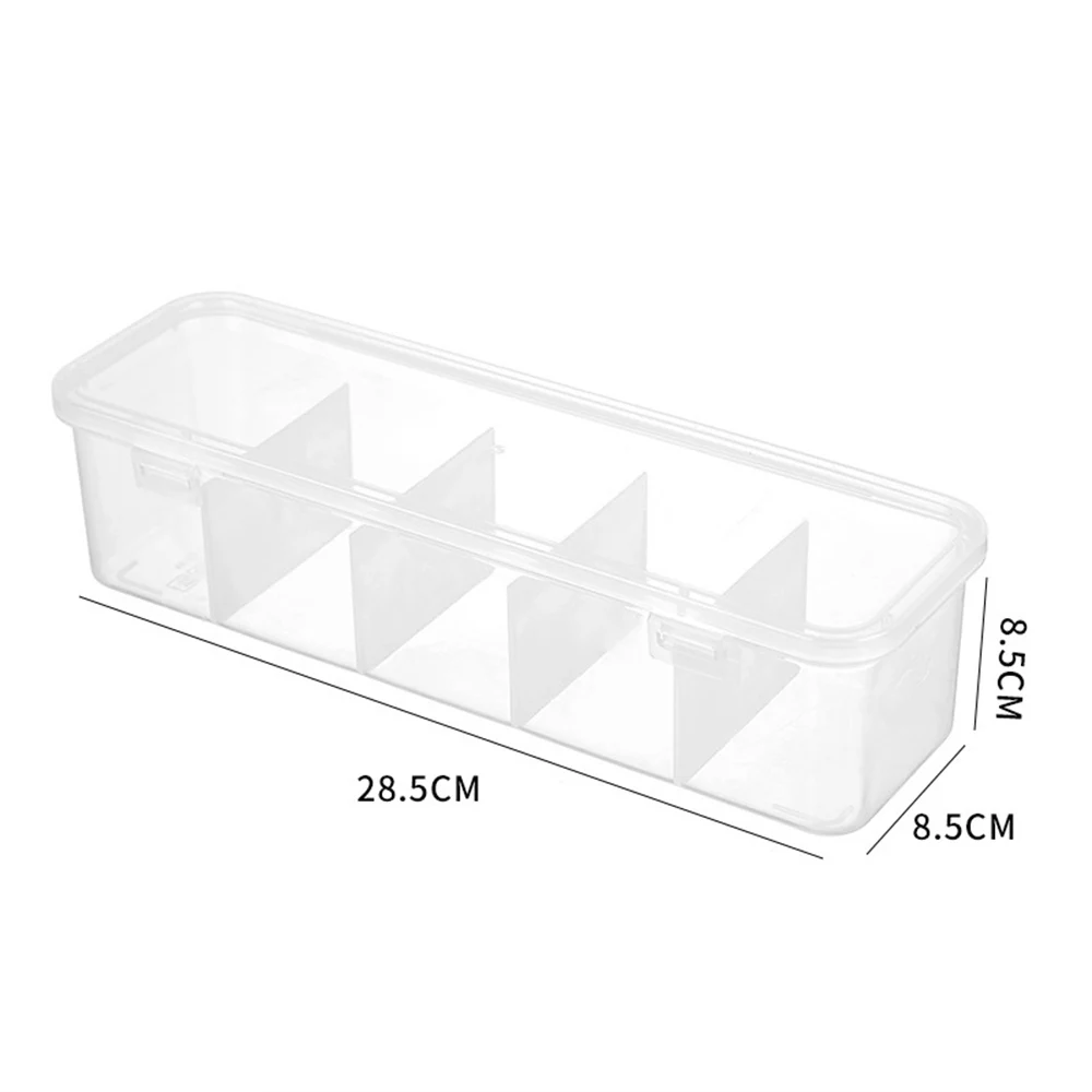 Transparent Cable Storage Box Organizer Charger Cord Sorting Storage Box 5 Grid Reusable Data Cable Earphone Container Holder