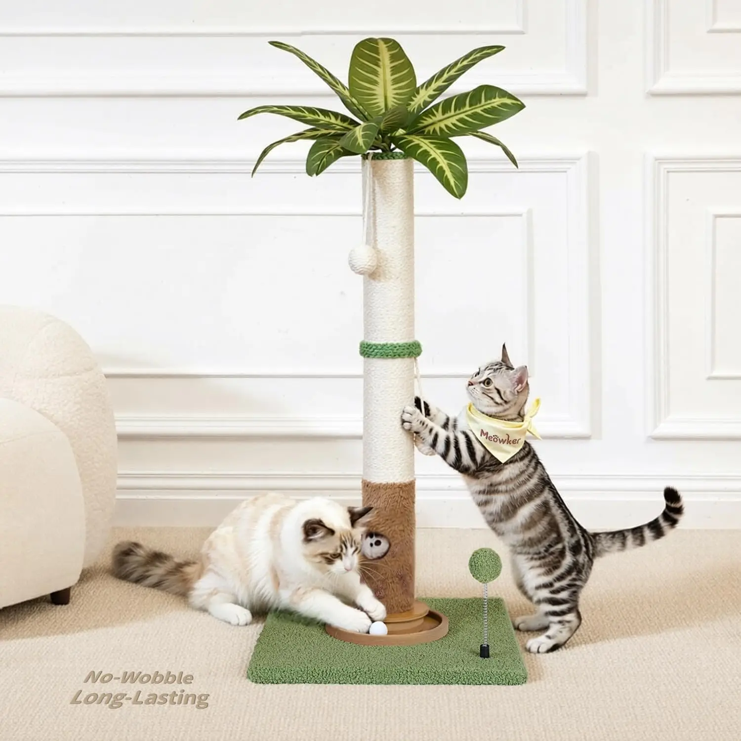 

Tall Cat Scratching Post Vertical Pole for Indoor, 35" Palm Tree Sisal Scratch Post for Large Cats Kittens, Heavy Duty W