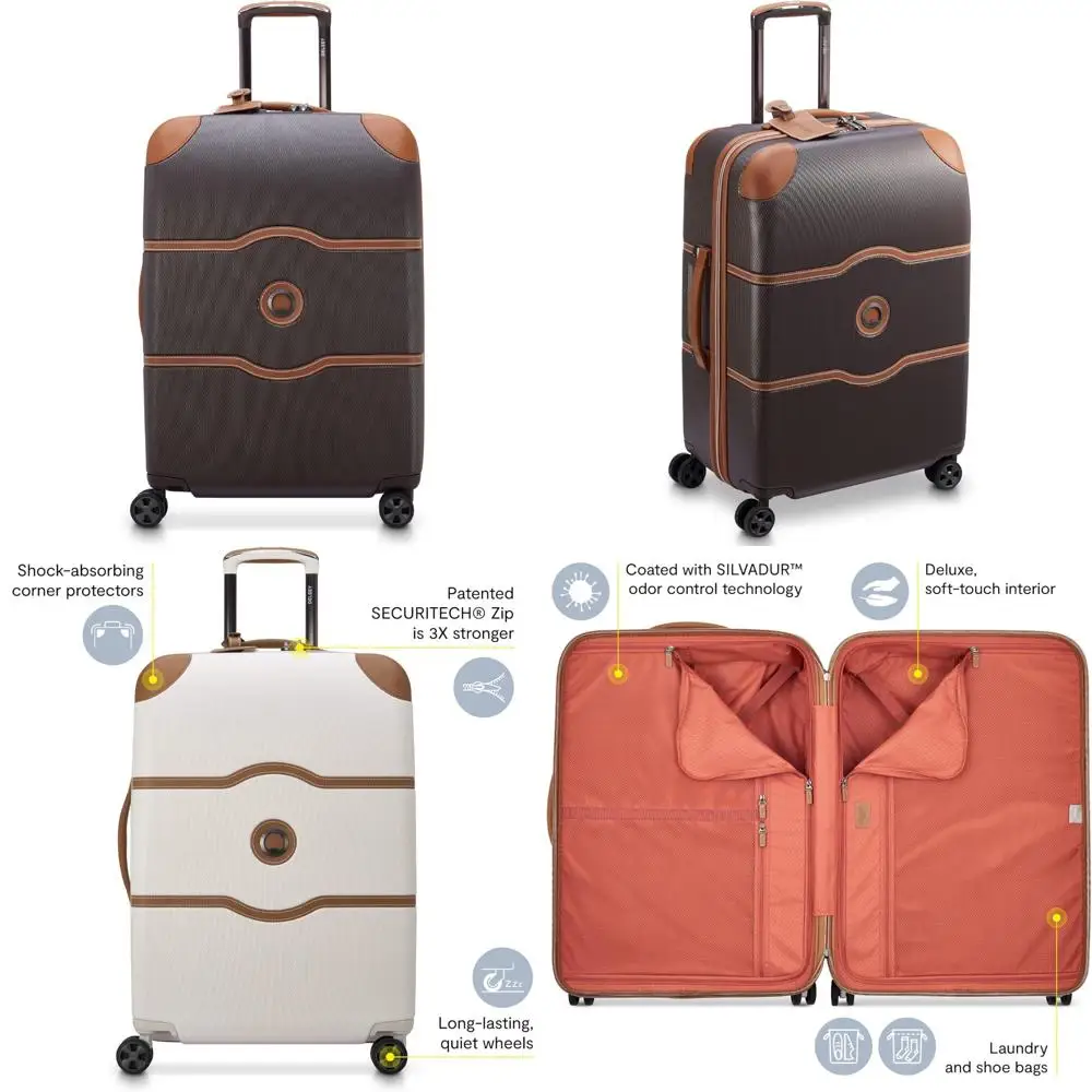 

Средний 24-дюймовый спиннерный чемодан шоколадно-коричневого цвета с жесткой конструкцией — идеально подходит для путешествий и проверенного багажа