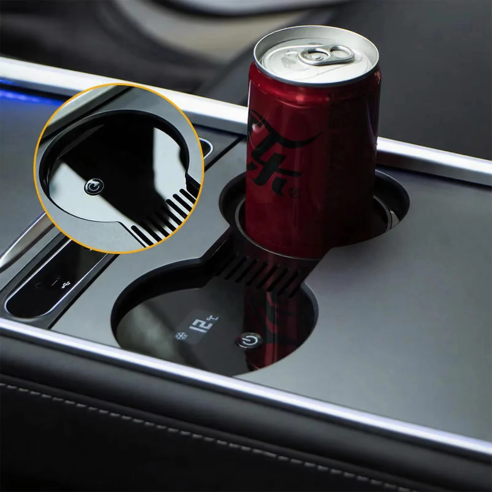 Temperature Control Heated Cup Holder For Model Y / 3 Center Armrest Hidden Storage Box Interior Organizer Accessories 3