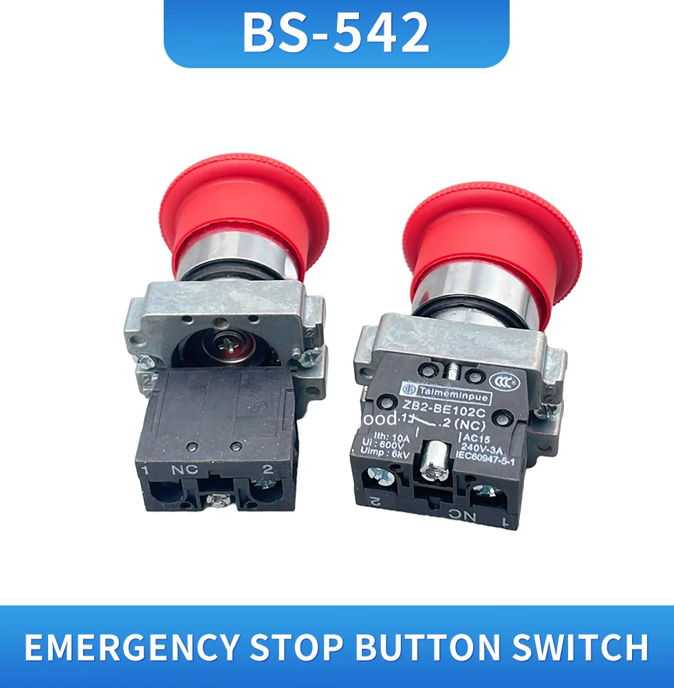 1Pcs High Quality XB2-BS542 22mm NC Red Mushroom Emergency Stop Push Button Switch