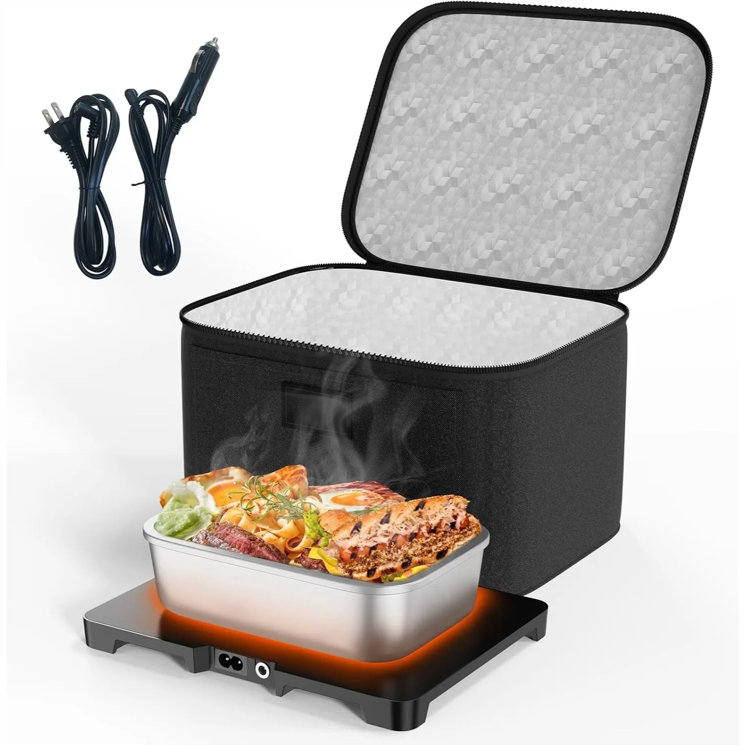 Portable Electric Lunch Box Food Heater, 12V/24V/110V 3-in-1 Food Warmer, Mini Oven for Car Office Travel Work