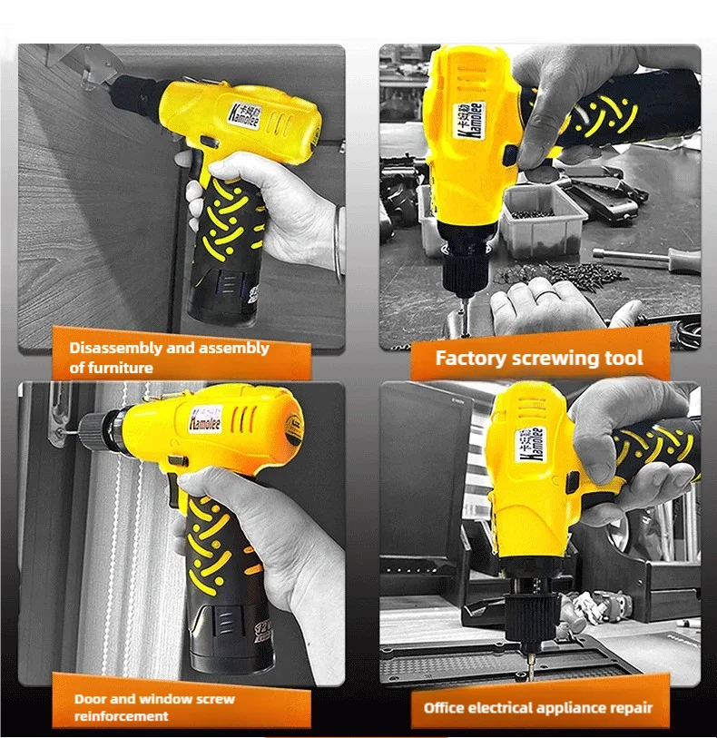 

2025 S1/4 Electric screwdriver Cordless Screw driver with 11pcs bits Portable screwdriver Gun 12V Li-ion Battery rechargable