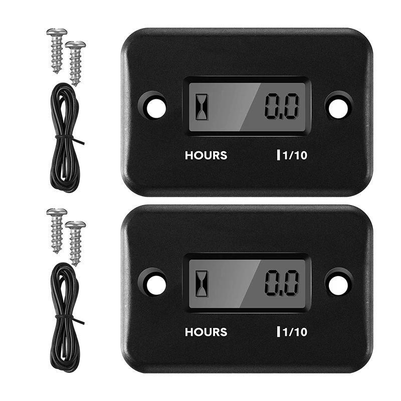 

2 Pieces Inductive Hour Meter for Gas Engine Lawn Mower Dirt Bike Motorcycle Motocross Snowmobile Marine (Black)