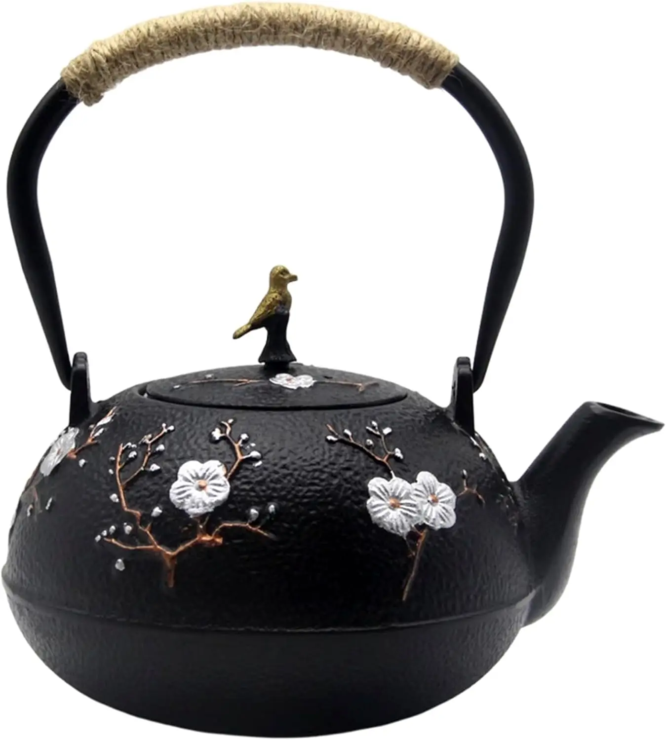 

Japanese Style Cast Iron Teapot with Stainless Steel Infuser, Enamel Interior for Stovetop Use (1200ml)