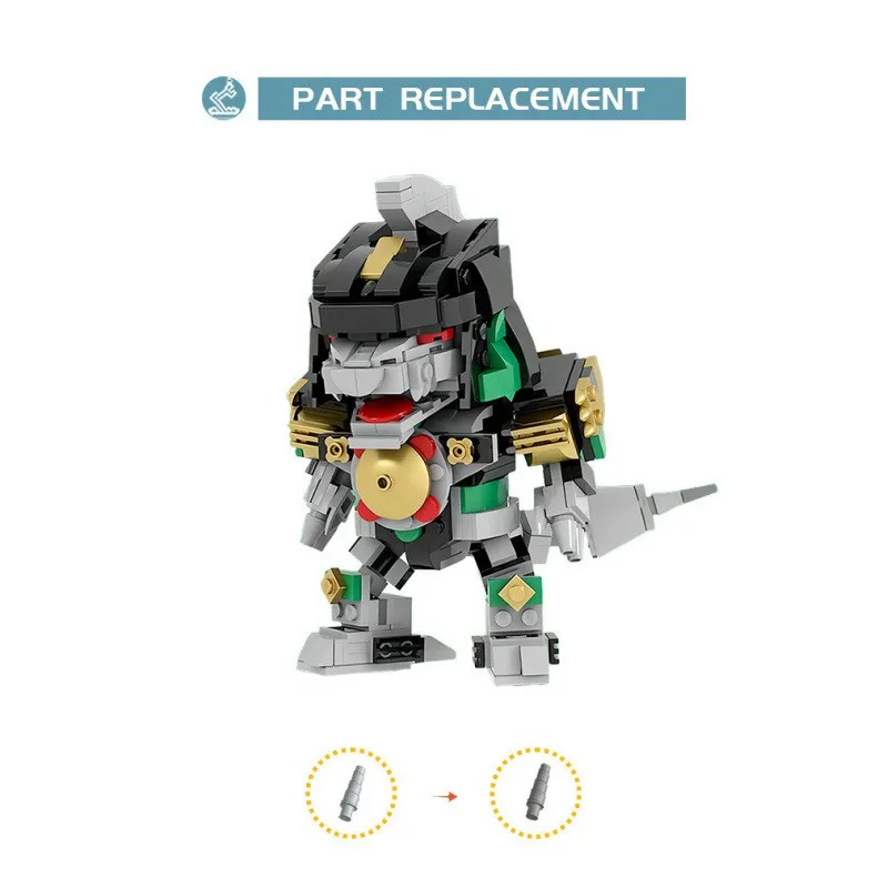 Blocos de construção lendário Dragon Mech MOC, robô combinador temático de dinossauro com armas, estilo anos 90 DIY para colecionadores