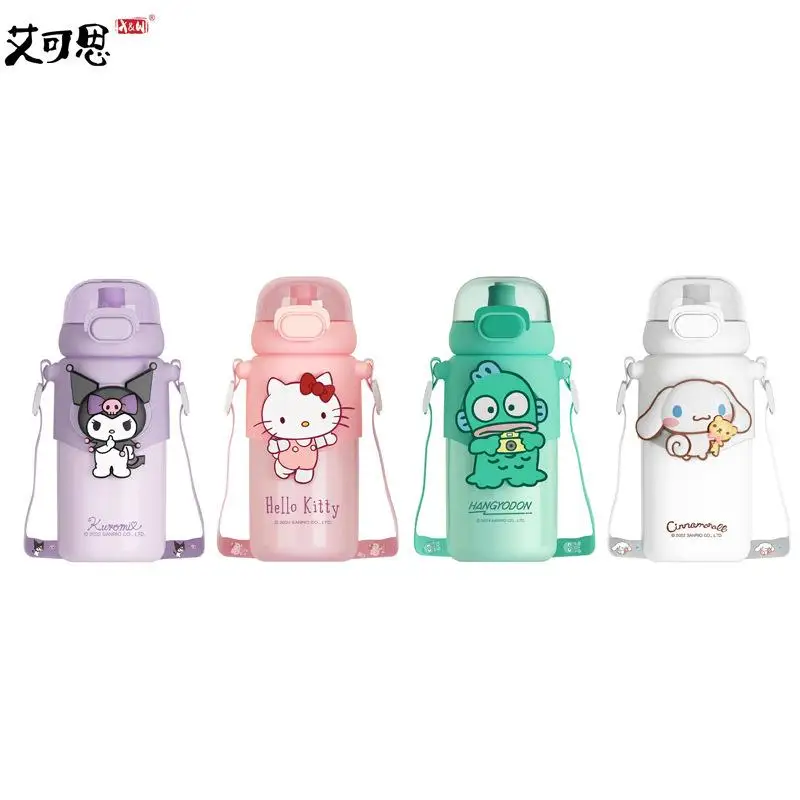 New Sanrio Kuromi Cinnamoroll My Melody Hello Kitty Cartoon Cute Warm Cup Children's 316 Stainless Steel Portable Straw Cup