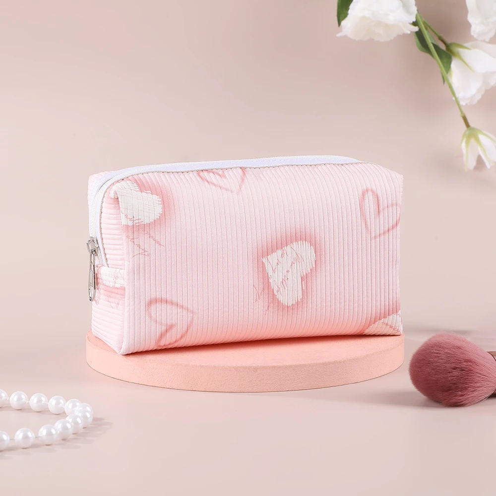 Kawaii Cosmetic Bag Love Printed Pouch Large Capacity Portable Lipstick Storage Makeup Handbags Travel Organizer Pencil Case