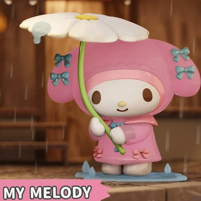 Sanrio Rainy Days Series รูปน่ารัก Pochacco Kuromi Melody Action Figurine อะนิเมะรูปปั้นของเล่นคริสต์มาสของขวัญ
