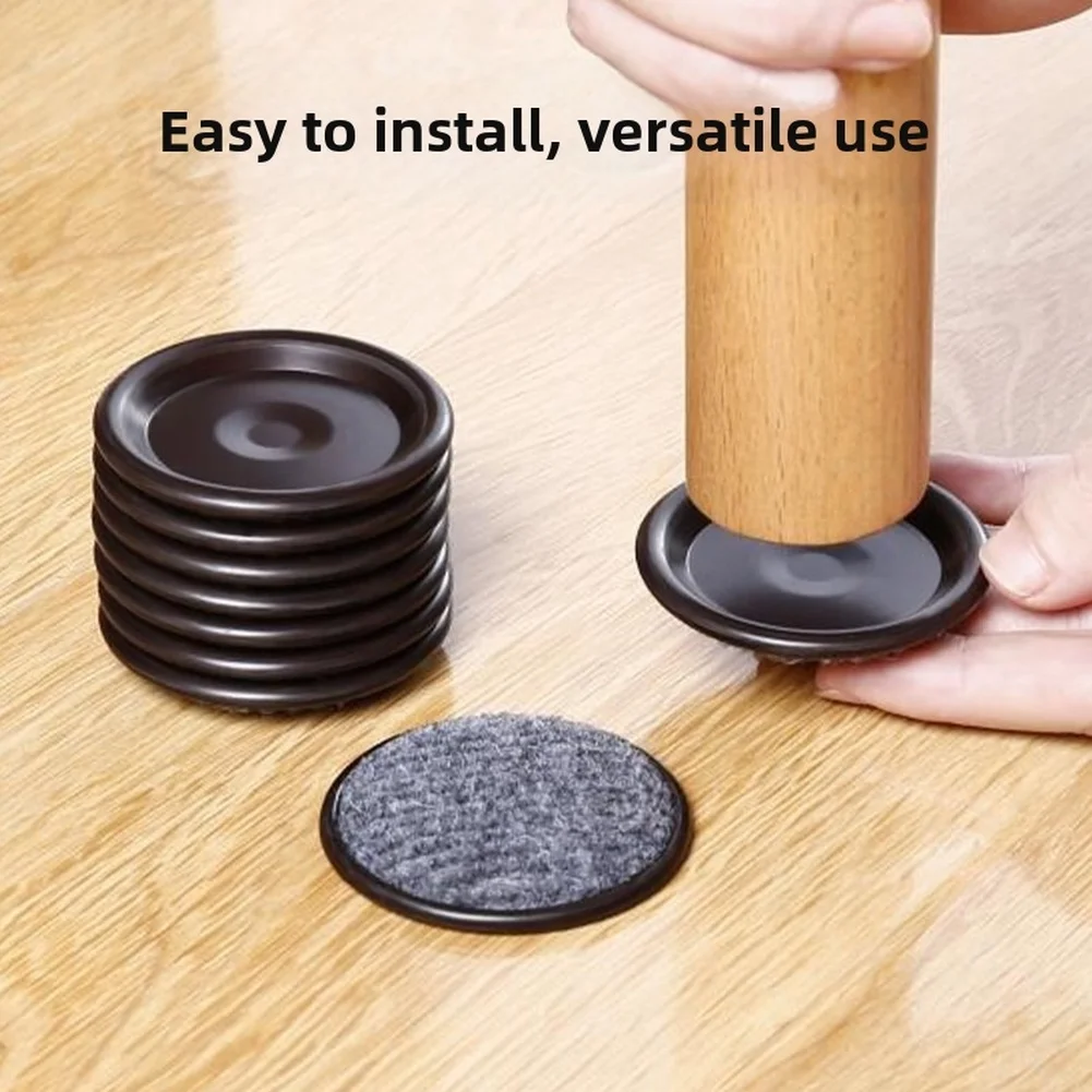 4pcs Furniture Leg Sliders Non Slip Flannel Pads Round Furniture Slider Movers For Chairs Tables Cabinets Floor Protect