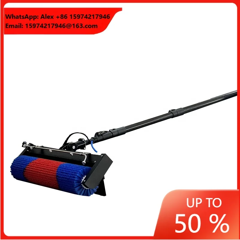 For Solar Panel Cleaning Brush Rolling Brush Water Washing Dry Cleaning Lithium Battery 220V MULR-D 3.5m/5.5m/7.5m Pole
