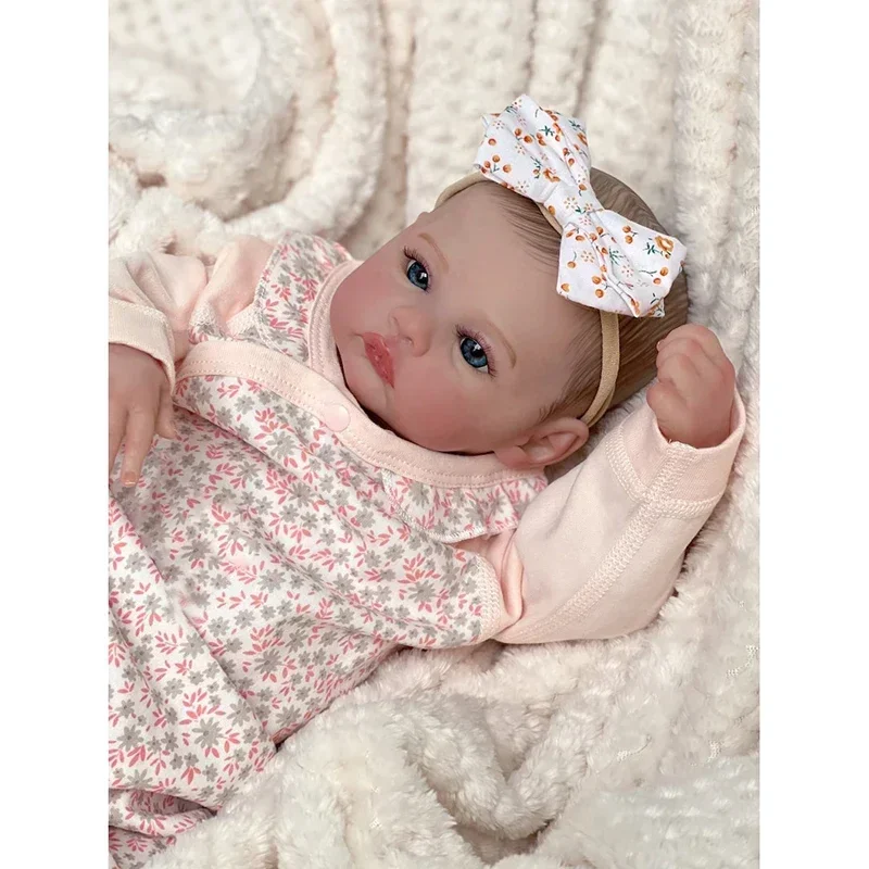 45cm Reborn Baby Doll Meadow Already Painted Finished Awake Newborn Baby Size 3D Skin Visible Veins Collectible Art Doll