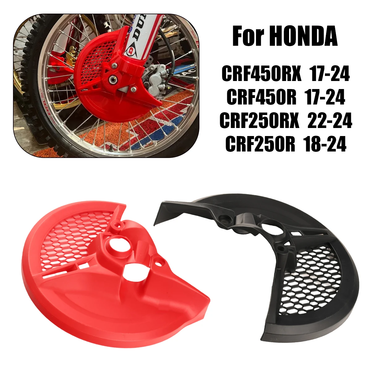 

Motorcycle Front Brake Disc Guard Plastic Protector Calipers Cover For CRF250R CRF250RX CRF450RX 17 18 22 24 KAYO K6-R Parts