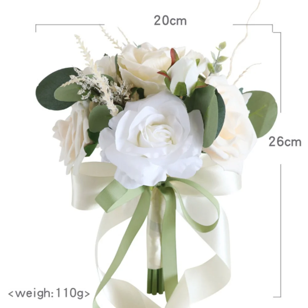 

Искусственный букет из шелковых роз ручной работы для свадеб, предложений руки и сердца, вечеринок и особых случаев, 20-26 см