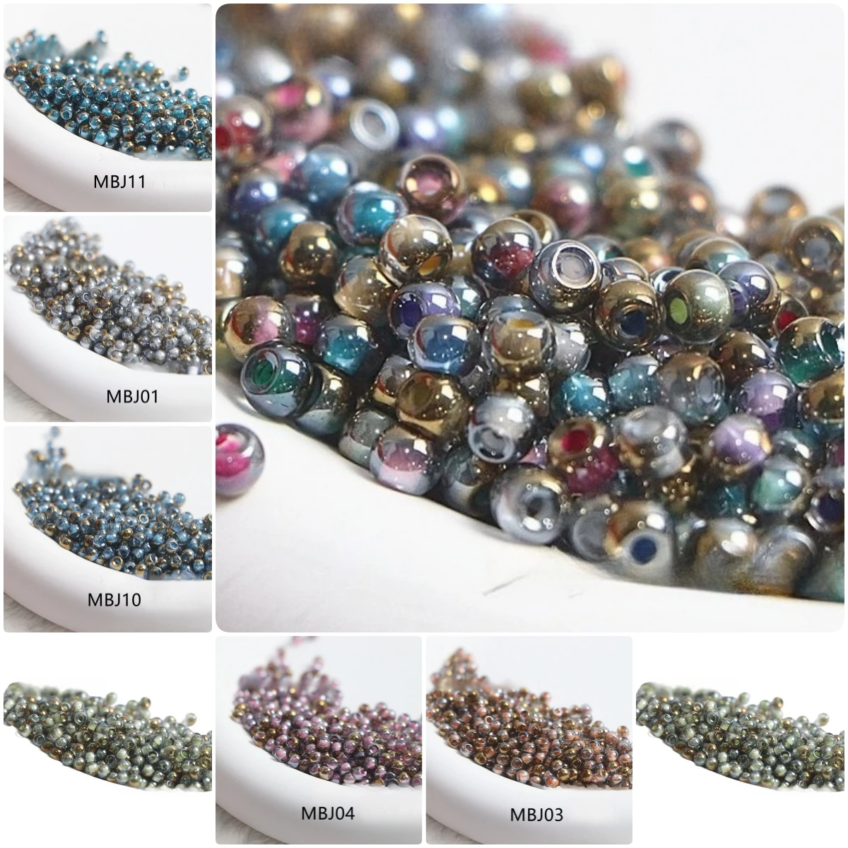 Hervorragende 2/3/4 mm gefärbte Gold-Serie, halb goldfarben, farbverlaufend, bunte Glasreisperlen, handgefertigte DIY-Verzierungen, lose Perlen