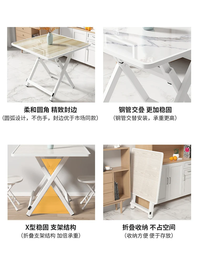 Small foldable household simple rental house users outside portable stall dining square table