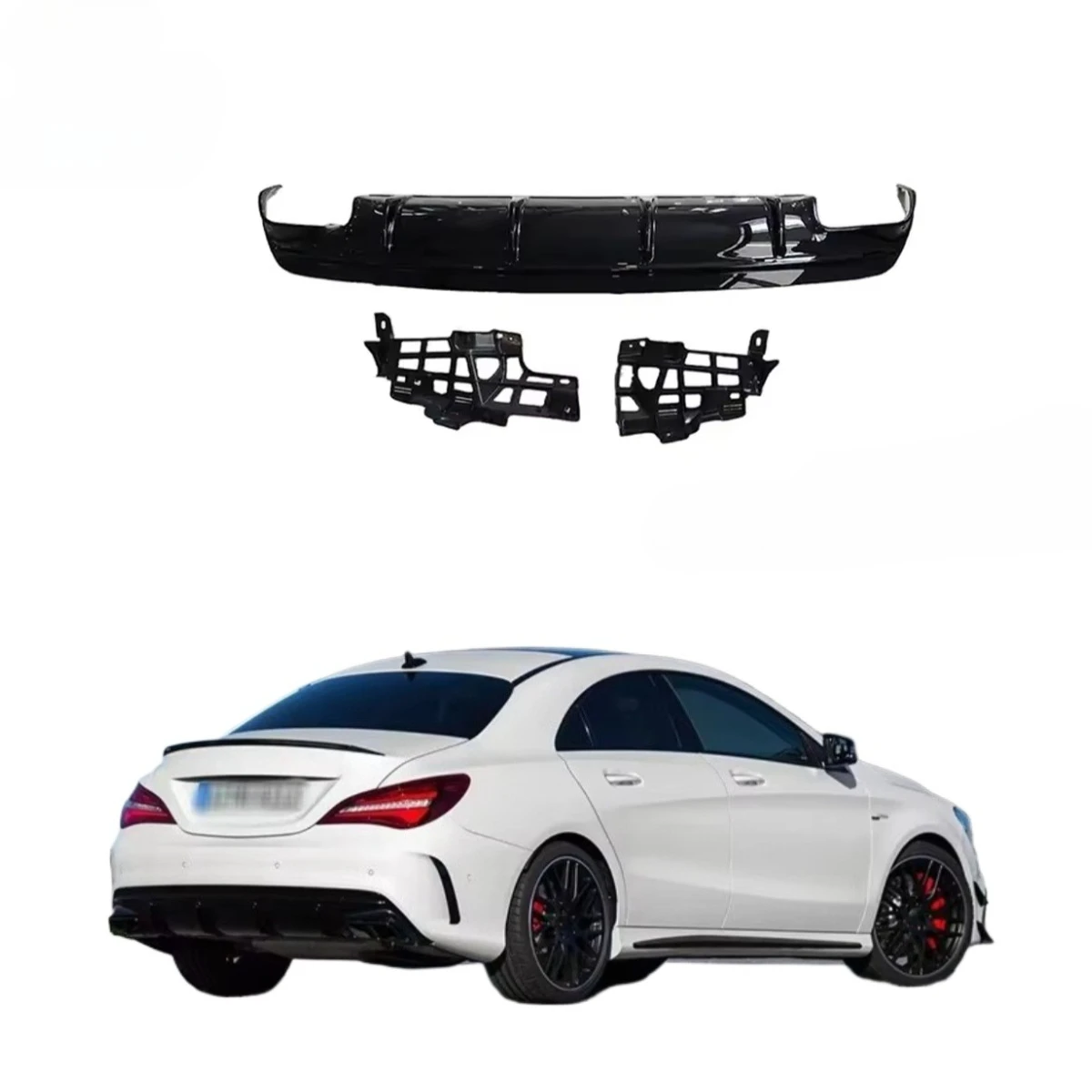 

CLA45 Style Carbon Look Car Bumper Body Parts Rear Diffuser for W117 2016-2018