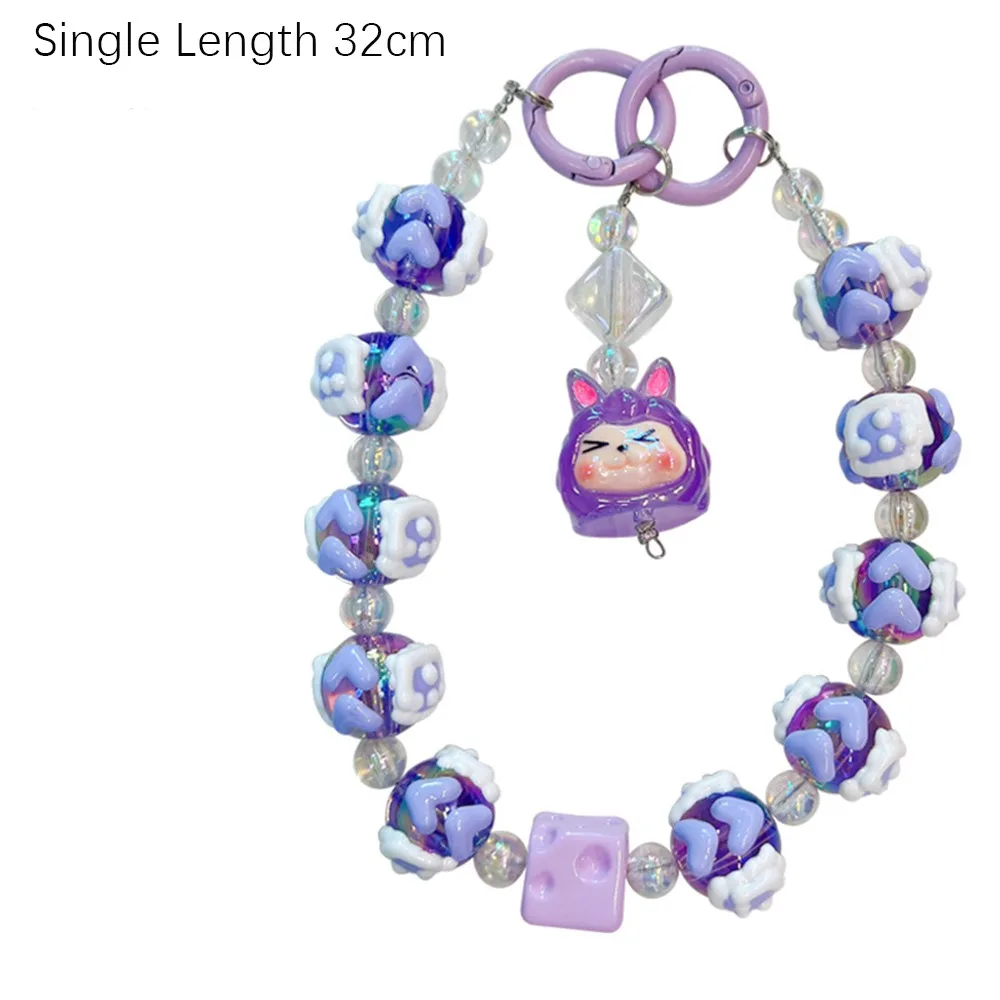 Colgante para teléfono móvil con cuentas de gato acrílico antipérdida, cadena para bolso, nuevo
