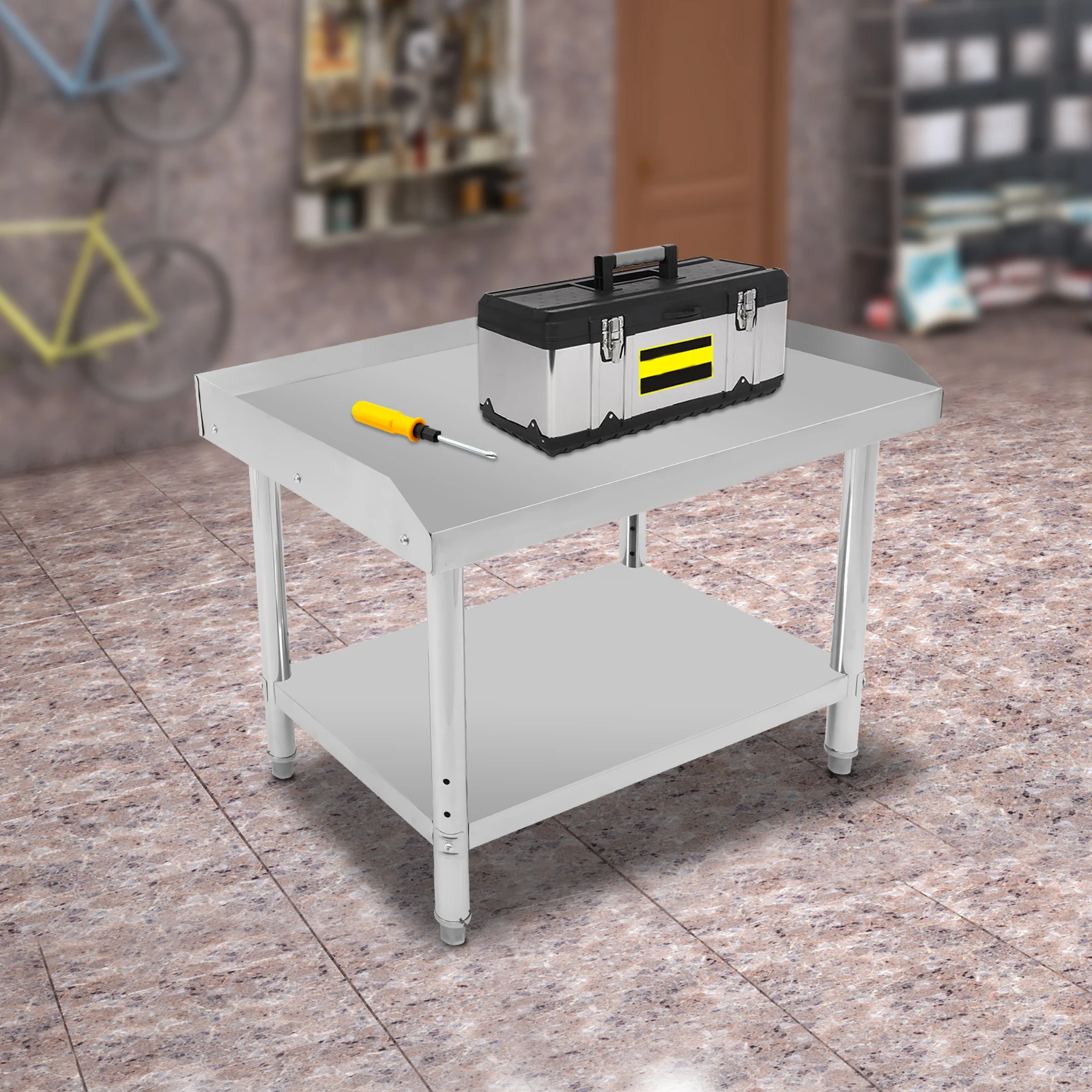 36*24*35 cm Commercial Work Table Work Table with Backsplash Prep Table for Kitchen Restaurant Garage Laundry