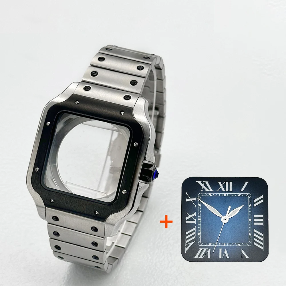 38mm NH35 Santo Mod Watch Case And Bracelet Kit Transparent Back Cover Fits 7S26 NH35 NH36 Movement Compatible Band
