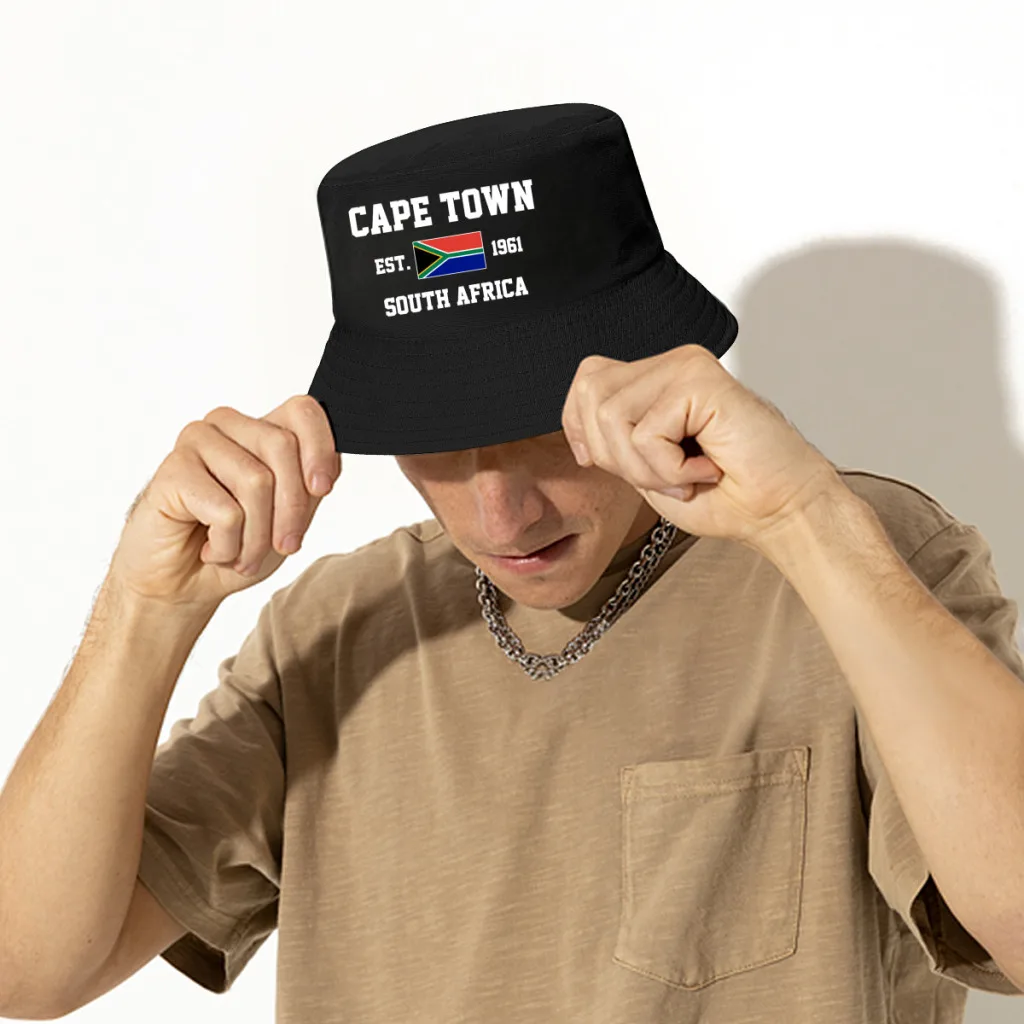 Bucket Hats  South Africa EST.1961 Cape Town Emblem Flag Sun Shade Cool Outdoor Summer Fisherman Caps Fishing Hat