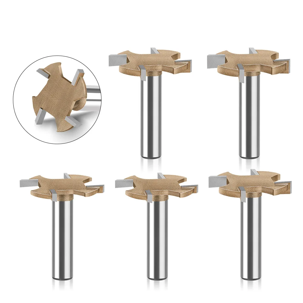 

1 шт., 8 мм, фреза с хвостовиком, резьба по дереву, профессиональная фреза с четырьмя краями, Т-образная фреза, Т-образная долбежная фреза, деревообработка