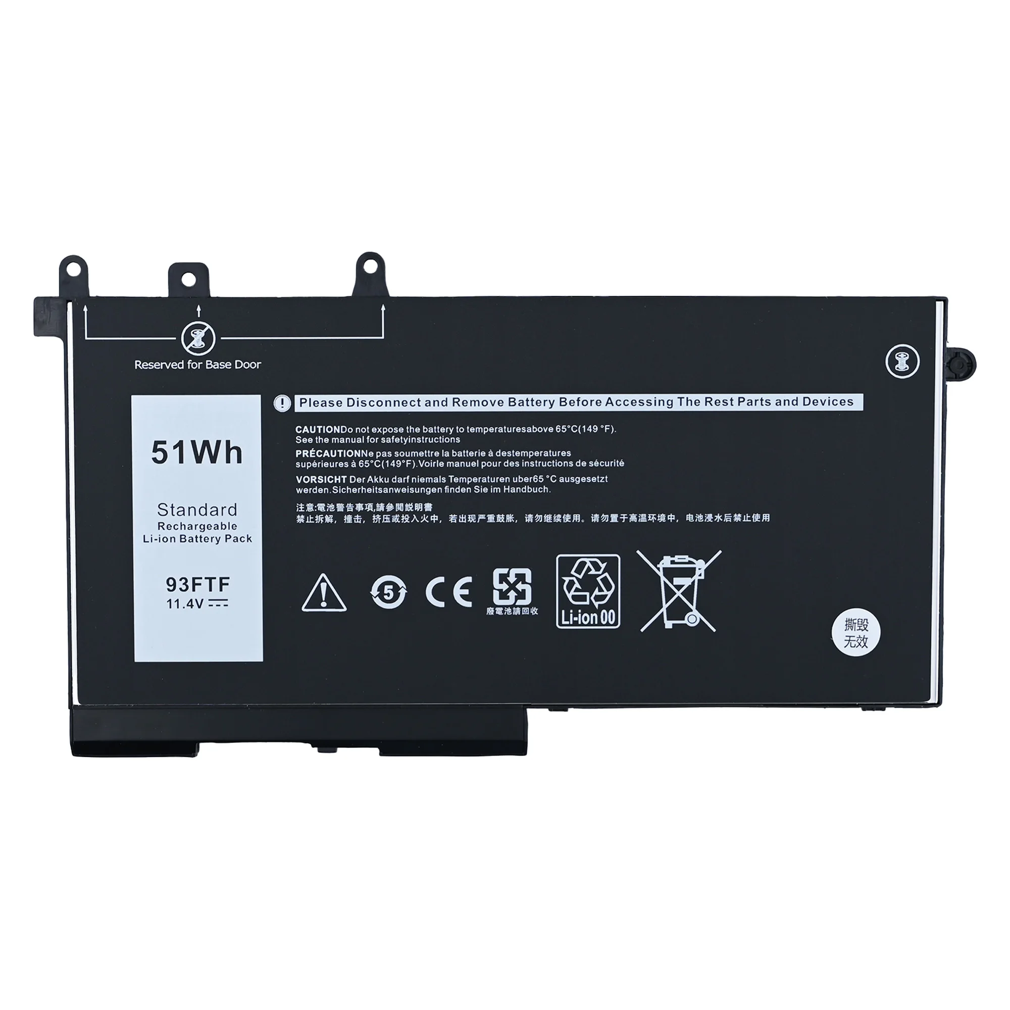 93FTF 11.4V 51Wh Battery For Dell Latitude 5280 5480 5580 E5280 E5480 E5580 E5290 E5490 E5590 Series Laptops 83XPC