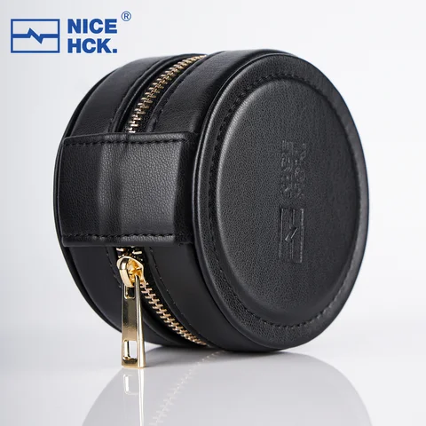 NICEHCK 휴대용 PU 케이스 고급 원형 지퍼 이어폰 보관함 Cantor V16 NX8 용 내압 및 방수 가방