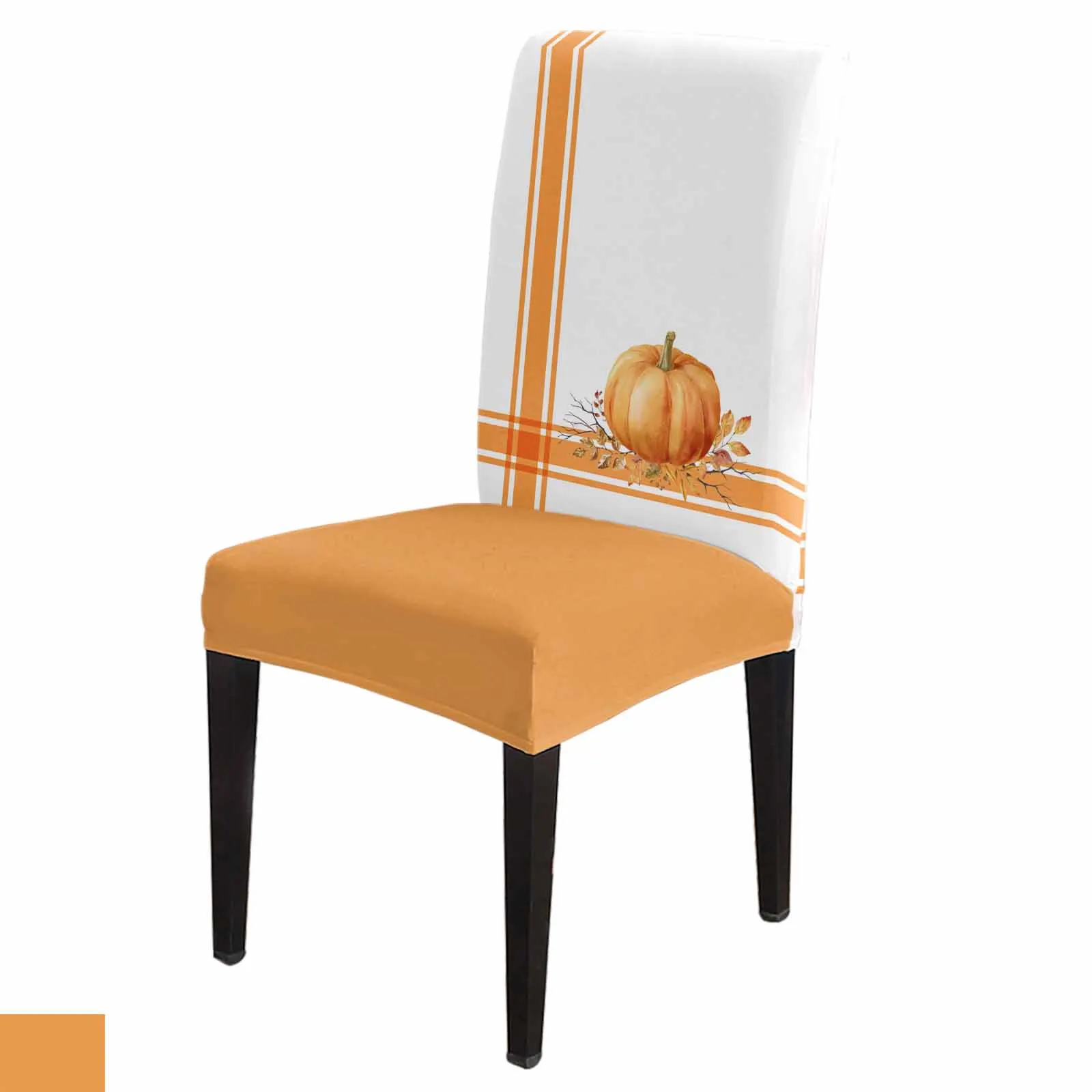 

Orange Thanksgiving Pumpkin Spandex Chair Cover Office Banquet Chair Protector Cover Stretch Chair Cover for Dining Room