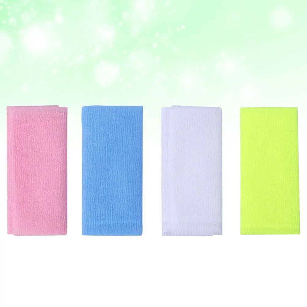 

4Pcs Back Scrubber Wash Cloth Nylon Exfoliating Shower Towel for Deep Cleansing Body Skin Care Bathing Tool Mixed Colors