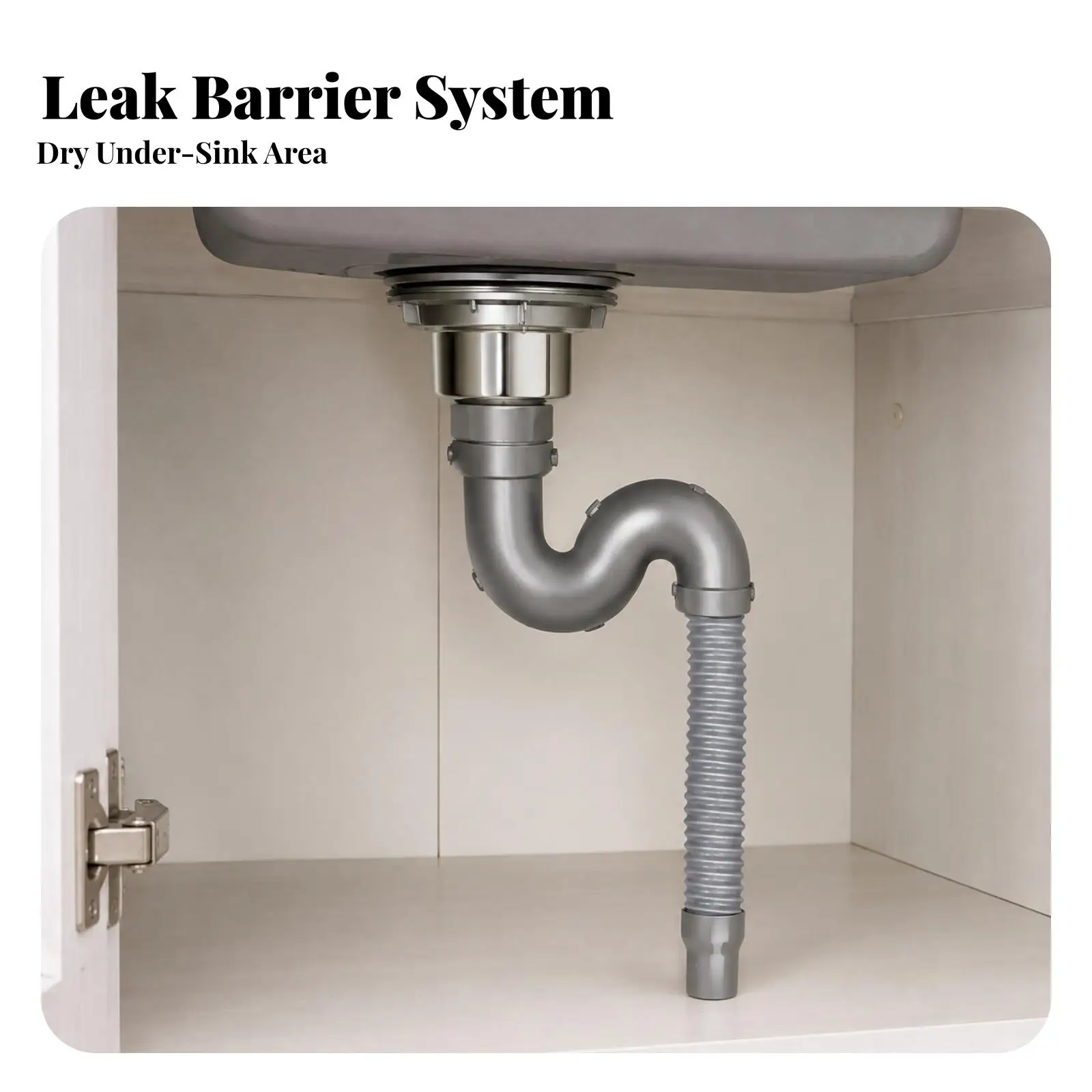 Thickened Steel Kitchen Sink Drain Kit with 50cm Expandable Tail Pipe for Tight Cabinet Spaces Odour Barrier
