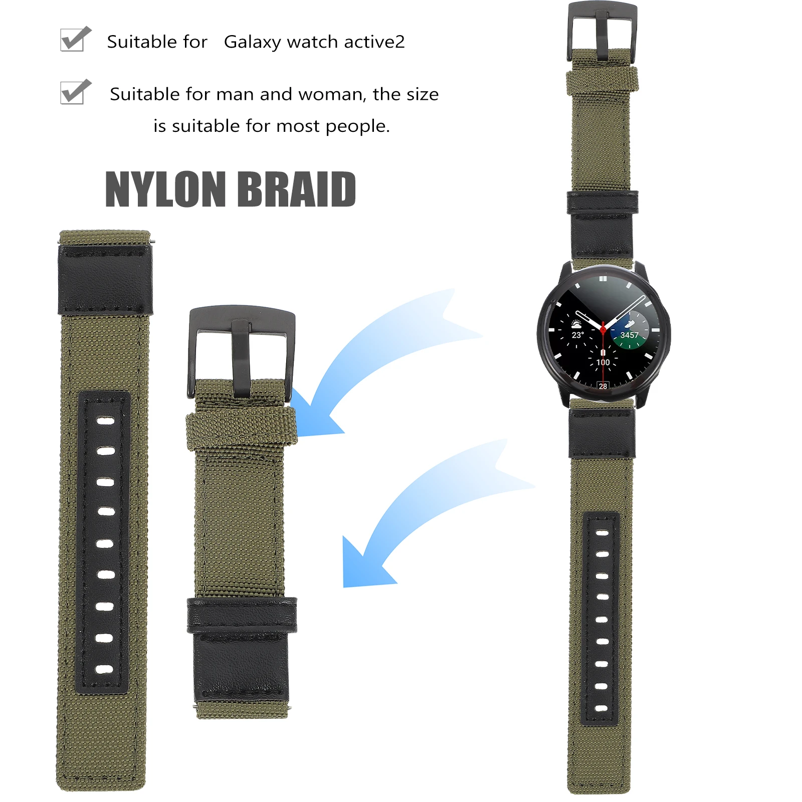 

2pcs Nylon Strap Replaceable Watch Band Wrist Belt Stainless Steel Fabric Men Women Adjustable Gift for Friends
